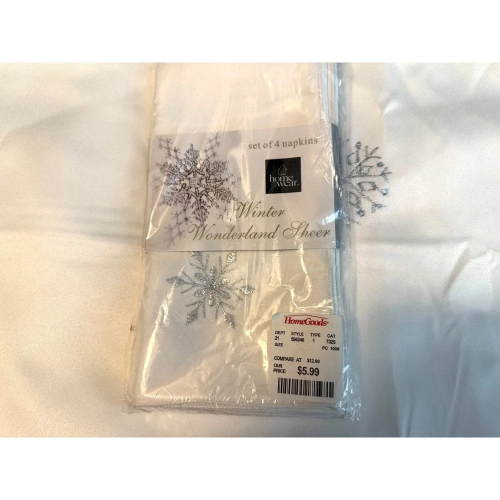 Lot Tablecloth‎ + Napkins Sam Hedaya 2006 Christmas Snowflakes Winter 100